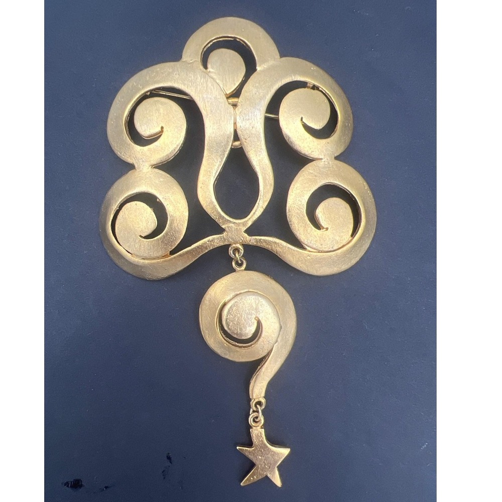 Vintage‎ Ultra Craft Shoulder Brooch Pin Articulated Scroll Star MCM Statement